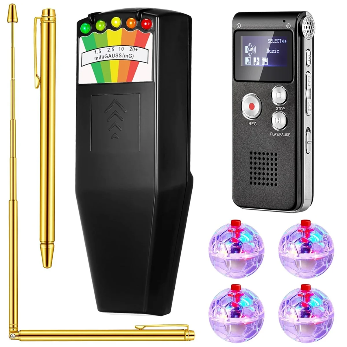 Kit "Chasse aux Fantômes N2" / EMF + Enregistreur + Baguettes de Cuivre